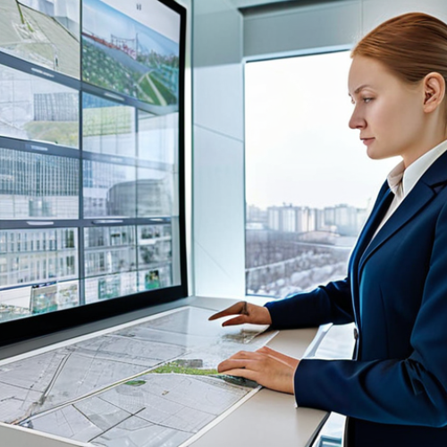 **

"A professional female architect in a stylish, modest business suit, reviewing BIM models on a large touchscreen in a modern, well-lit Moscow office. The office features floor-to-ceiling windows overlooking the cityscape. Displaying architectural plans, 3D renderings of sustainable building designs. Fully clothed, appropriate attire, safe for work, perfect anatomy, natural proportions, professional photography, high quality, family-friendly, focus on innovation and technology."

**