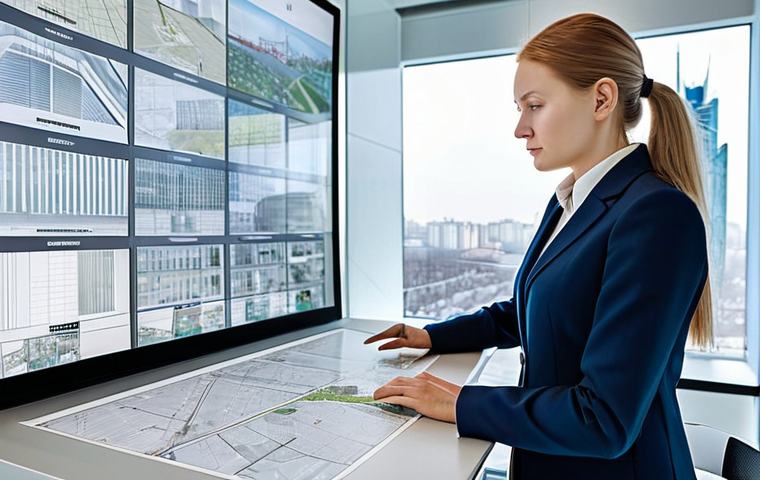 **
"A professional female architect in a stylish, modest business suit, reviewing BIM models on a large touchscreen in a modern, well-lit Moscow office. The office features floor-to-ceiling windows overlooking the cityscape. Displaying architectural plans, 3D renderings of sustainable building designs. Fully clothed, appropriate attire, safe for work, perfect anatomy, natural proportions, professional photography, high quality, family-friendly, focus on innovation and technology."
**