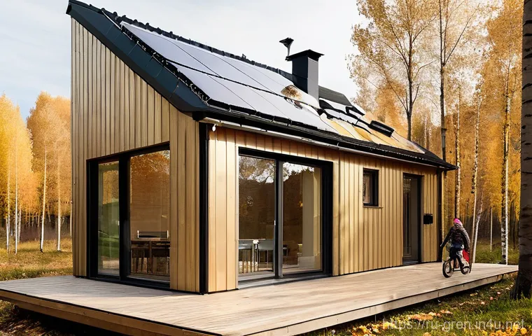 친환경 건축과 수명 주기 비용 분석 - **Prompt 1: A Modern, Energy-Efficient Family Home in the Russian Countryside.**
    "A stunning, mo...