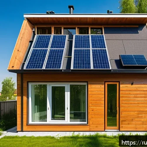 Home 30 친환경 건축과 대체 재료 연구 - A modern eco-friendly house exterior showcasing sustainable building materials: hemp insulation visi...